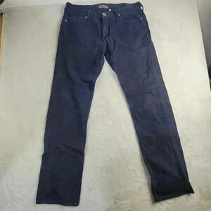 Guess Jeans Mens 34x32 Blue Denim Lincoln Slim Straight 5 Pocket Cotton Ribbed